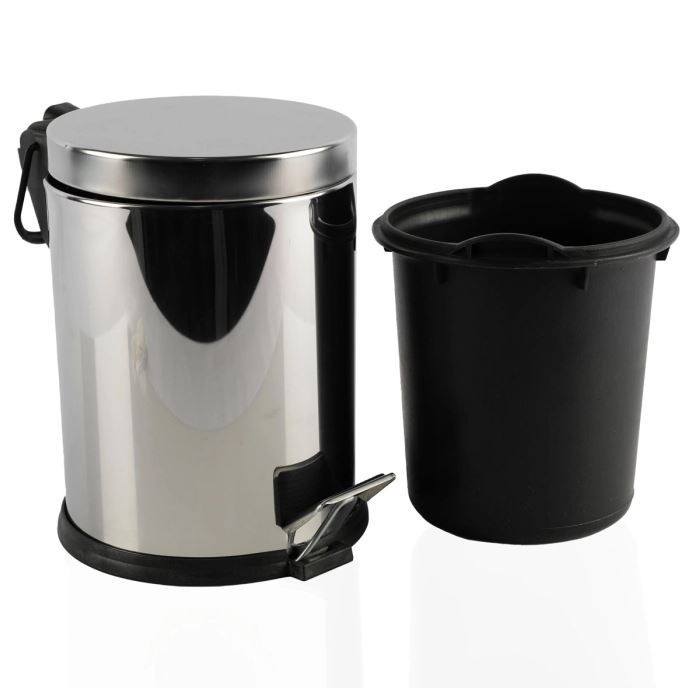 POUBELLE À PÉDALE EN ACIER INOXYDABLE 5L CHROMÉ PASLANMAZ